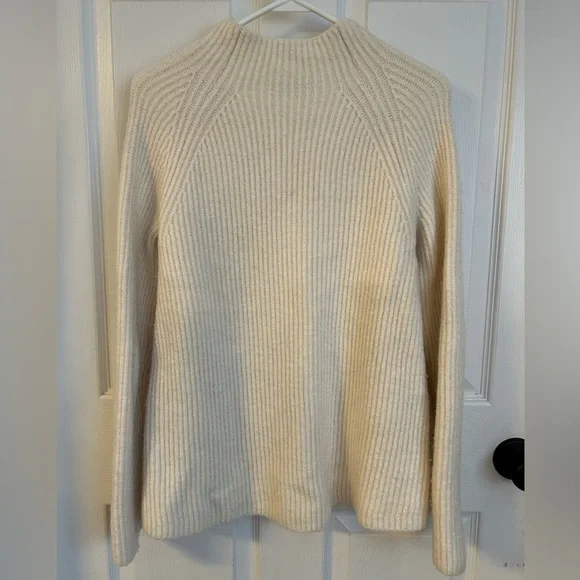 Madewell Northfield Mockneck Sweater Women's Medium Antique Cream Ribbed Soft - Picture 12 of 14
